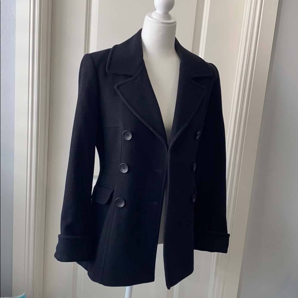 Moda international black wool pea coat - Picture 2 of 4